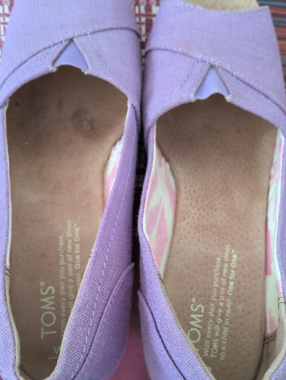 TOMS Lavender Canvas Cork Wedge Peep-Toe Shoes - Picture 7 of 9